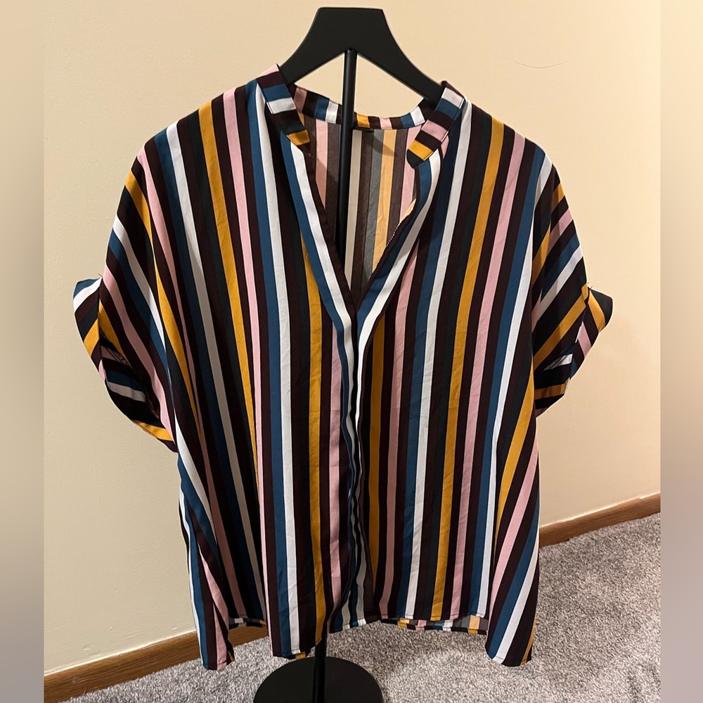 SHEIN Multicolor Striped Button Down Shirt